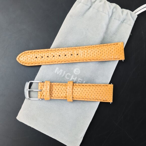 18mm Michele Watch Band Tan Leather SAME DAY SHIPPING - Picture 1 of 6